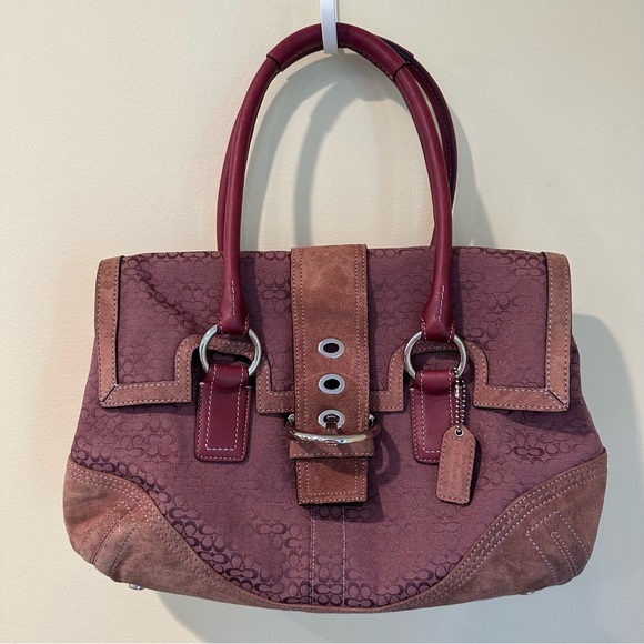 Coach Handbags - COACH Vintage Signature Soho Leather Suede Canvas Satchel Handbag & Wallet Y2K